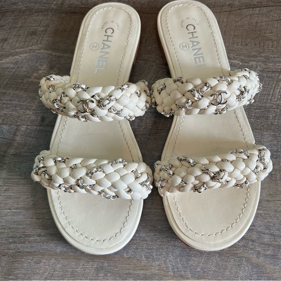 White Chanel Sandals - Picture 1 of 4